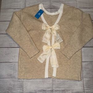 NWT Women's Cupshe Tan Cardigan with Cream Bows
